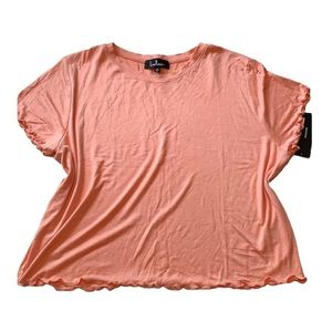 NWT Lulu's Crop Boxy Ruffle Hem Tee in Peach